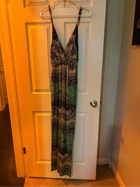 Mara Hoffman Black and Teal Geometric Print Dress